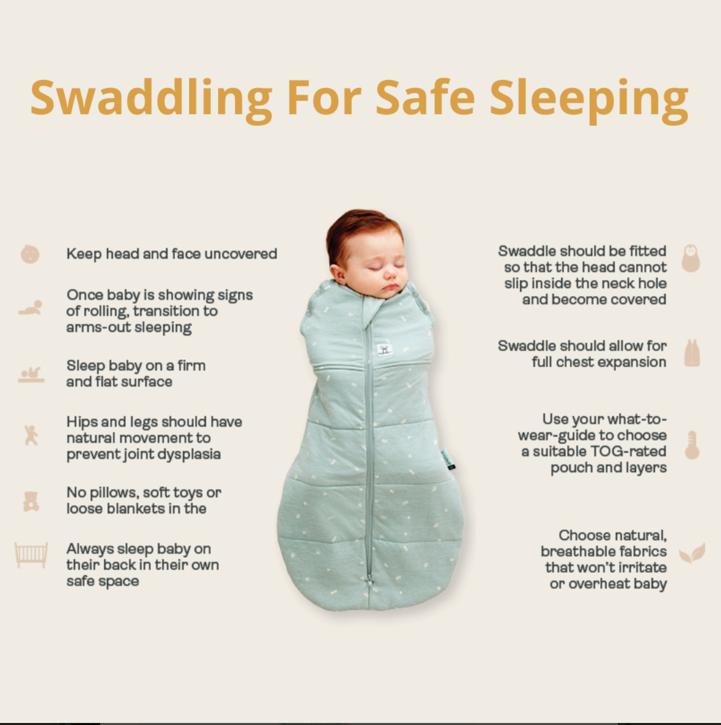 Swaddling How to swaddle a baby for safe sleep by ErgoPouch Australia