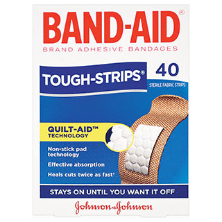 Band Aid Tough Strips 40 pack front of pack