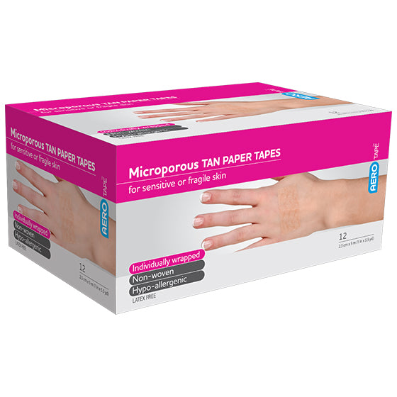 AEROTAPE Tan Microporous Paper Tape 2.5cm x 5M box