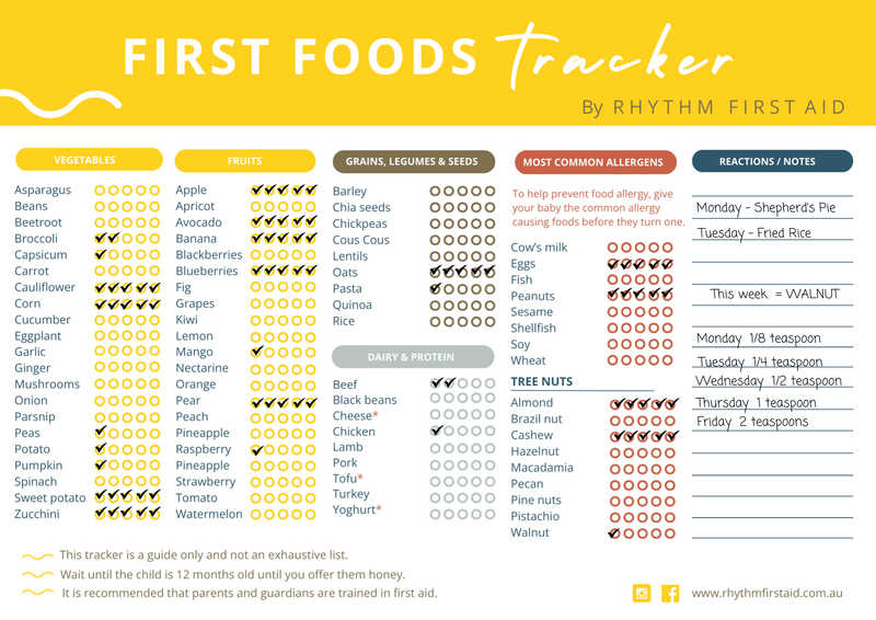 First Foods Tracker Magnet - example