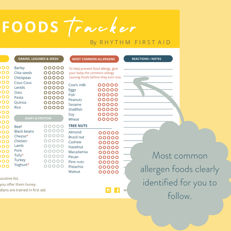 First Foods Tracker Magnet - Most common allergen foods