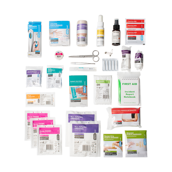 Kollab x Rhythm First Aid Kit Contents flatlay