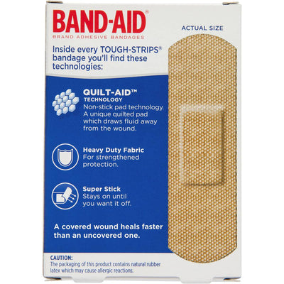 Band Aid Tough Strips 40 pack back of pack