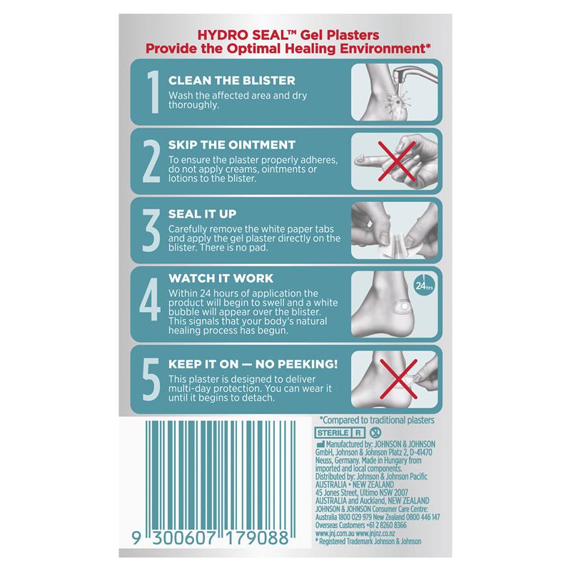 Band Aid Advanced Healing Blister Block 4 pack back of pack