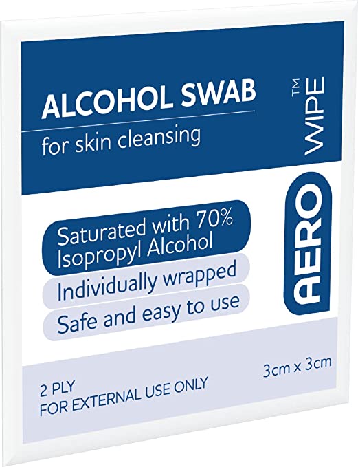 AEROWIPE 70% Isopropyl Alcohol Swab 3 x 3cm pack 10