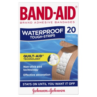 Band- Aid Waterproof Tough Strips 20 pack front of pack