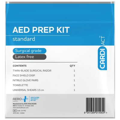 CARDIACT AED Basic Prep Kit 12.5 x 20.5cm front of packaging