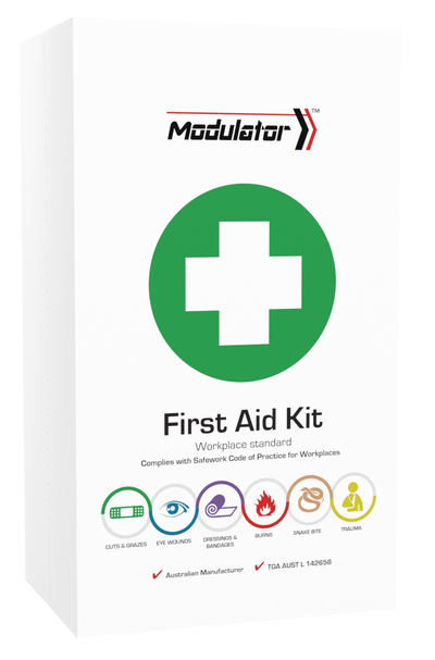 Modulator First Aid Kit Metal Cabinet front of cabinet