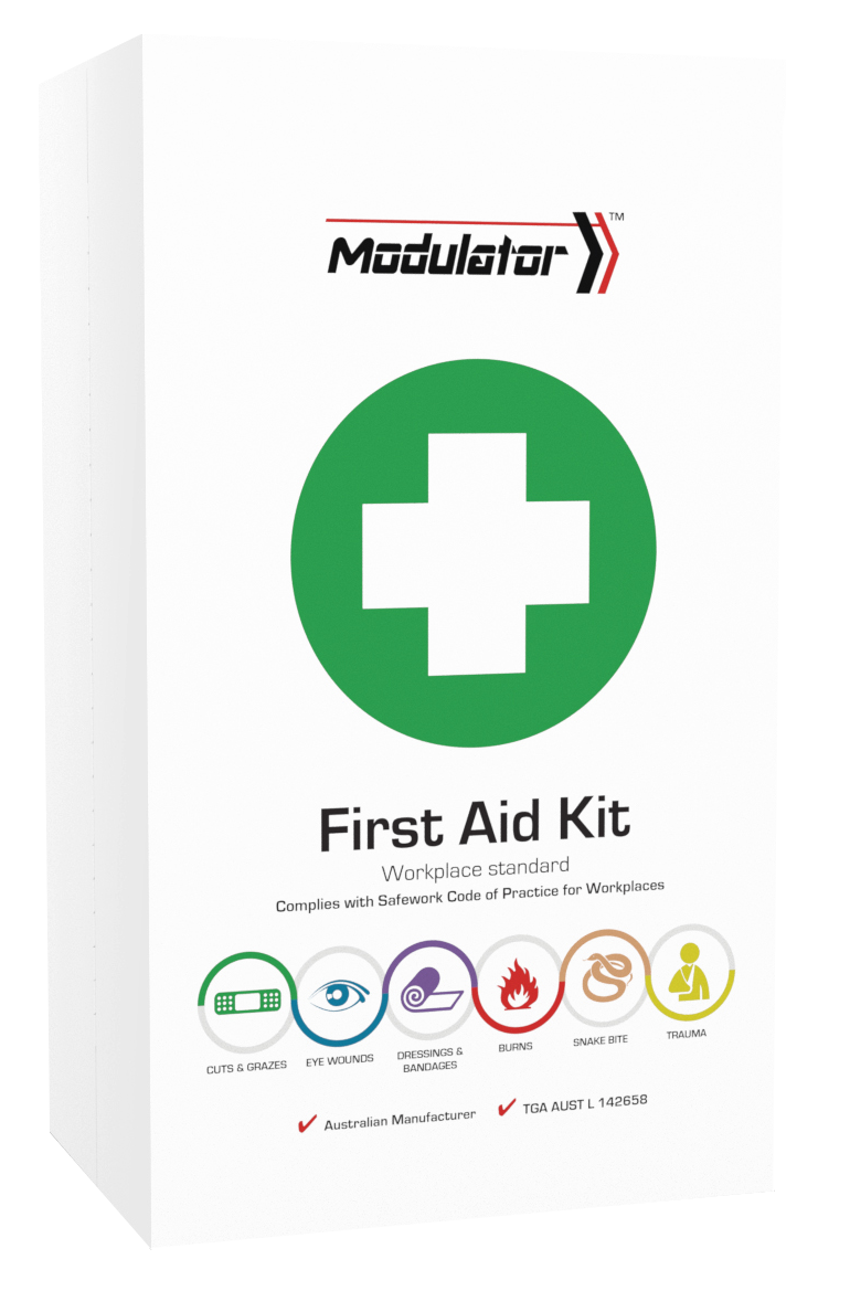 Modulator First Aid Kit Metal Cabinet front of cabinet